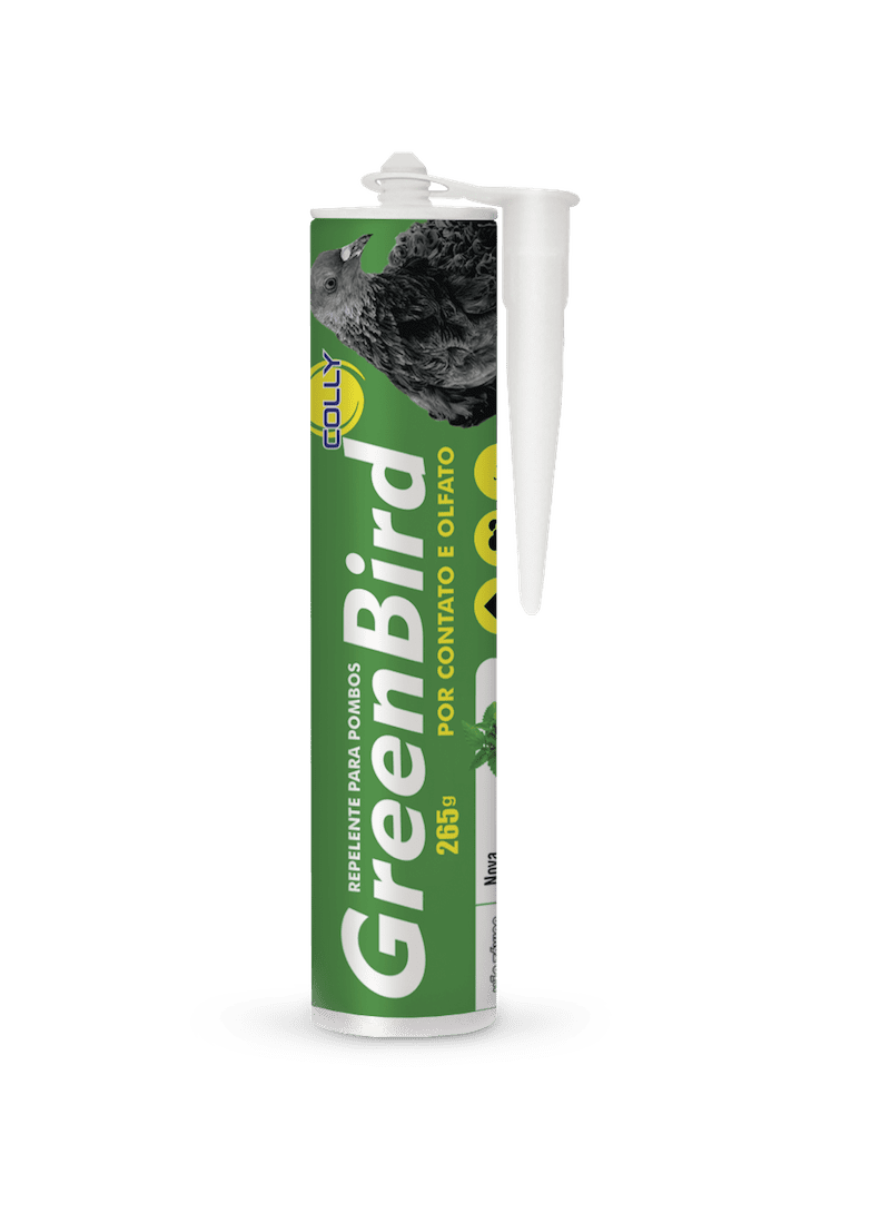 O Repelente para Pombos GreenBird é um produto indicado para repelir pombos e morcegos. O gel gera incômodo por ser pegajoso e pela sua característica olfativa, mas não causa nenhum dano ou sequela nos animais.