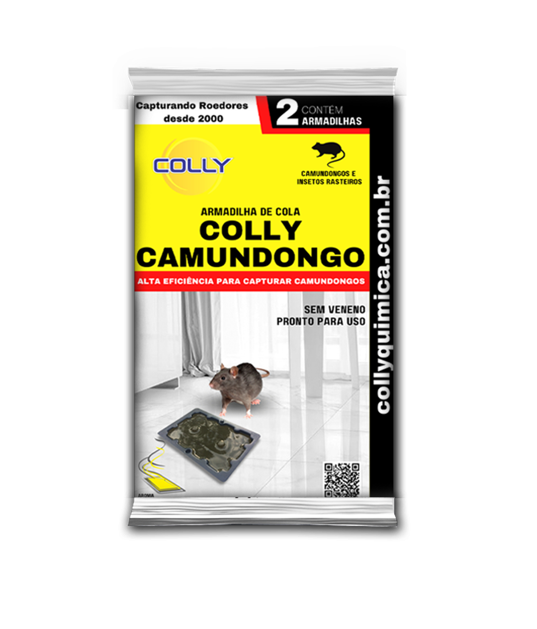 Colly Camundongo é uma armadilha adesiva sem veneno para ser utilizada no monitoramento e controle de roedores, insetos rasteiros e pequenos invasores. Indicada para ser usada nos locais onde é proibido ou desaconselhável o uso de venenos. Sua fórmula é super adesiva e com aroma atrativo.